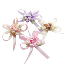 Chenkou Craft 20 pz Nastro di Raso Fiori Fiocco con Foglia Strass Matrimonio Cucito Applicazioni Artigianali Fai da Te (Fiocco di Nastro(A0269))