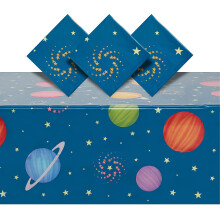 Confezione da 3 tovaglie in plastica per lo spazio esterno Tovaglie usa e getta con pianeti per decorazioni per feste di compleanno Galaxy (54 x