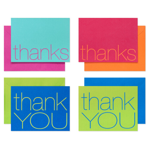 Bold Multicolored Thank-You Cards and Multicolored Envelopes, 50-Count