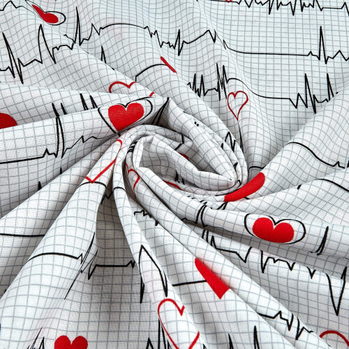 Windham Quilt Fabrics Calling All Nurses Heart Beat weier Quiltstoff, Meterware 2