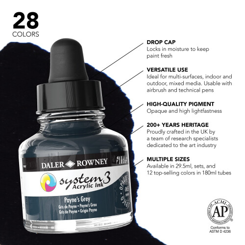 Daler-Rowney System3 Ink 29.5ml Paynes Grey 2