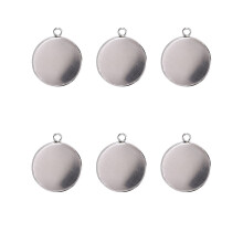 20 Stck Tablettanhnger fr Schmuckherstellungssets, Edelstahl, runde Lnette, 25 x 25 mm