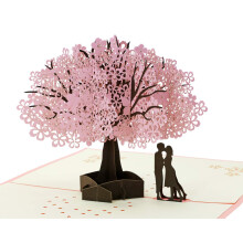 PENTA ANGEL Handgemaakte Sakura Pop Up 3D Bloemkaart Romantische Liefdesbrief