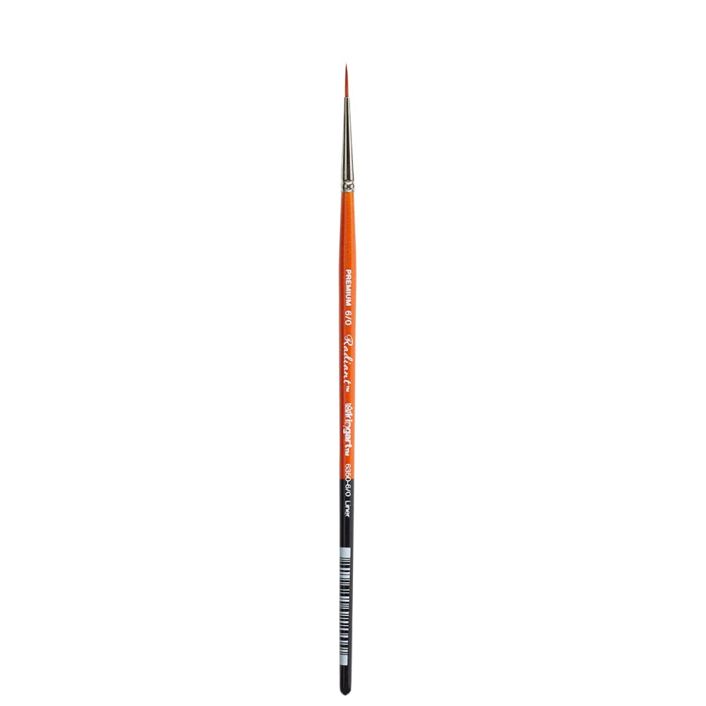 Kingart Golden/Orange/Black Premium Radiant 6350-6/0 Liner Series Artist Brush Synthetic Taklon Hair Short Handle For Acrylic Oil And Watercolor Painting Size 6/0