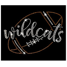 Wildcats Script Football Sparkly Bling Iron-on Strass Cristal et Rhinestud T-Shirt Transfert par JCS Strass