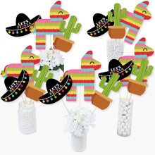 Big Dot of Happiness Let's Fiesta - Mexicansk Fiesta Party Centerpiece Sticks - Bordplader - S?t med 15