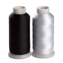 Simthread 2 Unterfaden fr Nh- und Stickmaschinen, 1 Schwarz und 1 Wei, je 5500 Yards  60 WT Polyester-Unterfaden
