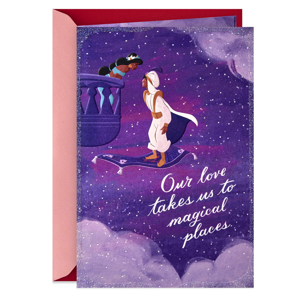 Hallmark Disney Princess Valentine's Day Card For Husband Wife Boyfriend Girlfriend (Aladdin Whole New World)