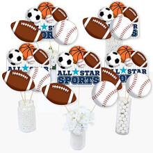Big Dot of Happiness - Go Fight Win - Sport - Baby Shower eller F?dselsdagsfest Centerpiece Sticks - Bordplader - S?t med 15