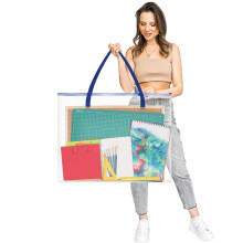 ZKOO Bulletin Board Opbevaringspose 26"" x 20"""" Art Portfolio Taske Gennemsigtig hvid taske til plakatkunst PVC Organizer Lommediagram Kunstv?rker