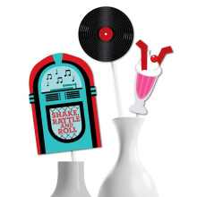 Big Dot of Happiness 50'er Sock Hop - 1950'er Rock N Roll Party Centerpiece Sticks - Bordplader - S?t med 15
