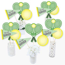 Stor prik af lykke, du fik serveret - Tennis - Baby Shower eller Tennisbold F?dselsdagsfest Centerpiece Sticks - Bordplader - S?t med 15