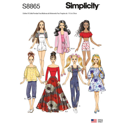 Simplicity S8865 Doll Clothes Sewing Patterns for 11.5"""" Dolls Code 8865