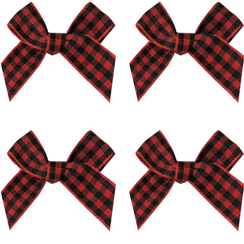 VIVIQUEN Κορδέλα Gingham με Λουλούδια για Ράψιμο, Δώρα, DIY, Γάμο (ΚΟΚΚΙΝΟ, Μικρό 4"