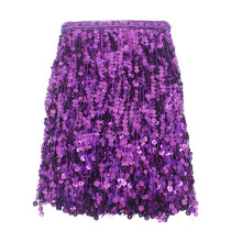 Yalulu 6,5 Yards/Lot 30 cm Verschlsselung Pailletten Spitze Quaste Fransenbesatz fr DIY Latin Dance Bhne Kostm Dekor (lila)