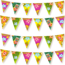 FEPITO 4-pak hawaiiansk bunting-banner Luau-fest Tropisk bunting i alt 12 meter