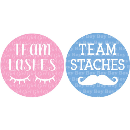 Baby Gender Reveal Team Lashes oder Team Staches Aufkleber Rosa oder Blau – 40 Etiketten