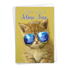 The Best Card Company - Get Well Soon Lyk?nskningskort - Inspirerende Feel Better Notecard Dyr - Kool Kitties C6891AGWG
