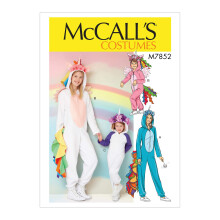 McCall's M7852KID Girl's Unicorn Onesie Costume Sewing Patterns Sizes 3-8