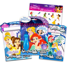 Zestaw ksiazeczek z cwiczeniami Disney Princess Imagine Ink - 3 magiczne ksiazeczki do kolorowania Disney Princess dla dziewczynek Dla dzieci Maluchy