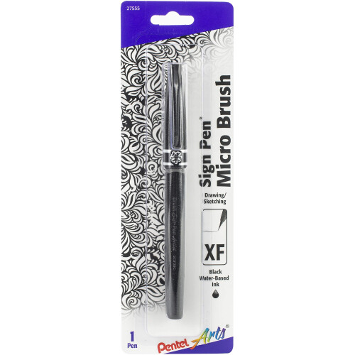Pentel Pentel Arts Sign Pen W/Micro Brush Tip-Black