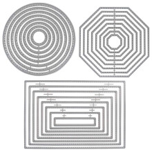 3 verschillende vormen van stansmessen stencil metalen sjabloon mallen (rechthoek cirkel en achthoek) DaKuan 24 stuks embossing tools voor scrapb