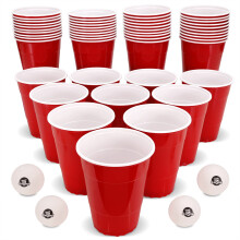 GoPong 36 oz riesige rote Partybecher, 50er-Pack  fasst doppelt so viel wie Standard-Partybecher, inklusive 4 XL-Pongbllen