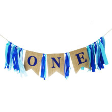 The Only One Bluey F?dselsdagsfest Banner Baby Boy 1. F?dselsdag Dekorationer Jute H?jstol Banner