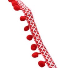Yalulu 20 Yards besticktes Zierband, Pompons, Fransenband, Bommel, Basteln, Quaste, Spitze, DIY, Nhzubehr, Zubehr (rot)