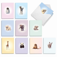 The Best Card Company 20 Assorted Baby Notecards ?skes?t 4 x 5,12 tommer med konvolutter (10 designs 2 hver) Zoo Babies AM6726BBG-B2x10