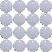 SATINIOR 100 stuks metalen stempels blanks 1 inch ronde metalen tags met gat aluminium blanco tags graveren blanks voor ketting armband hond huis
