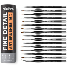 Nicpro New Micro Detail Paint Brush Set,16 Professional Artist Miniature Fine Brushes for Watercolour Oil Acrylic, Craft, Models, Rock Painting,