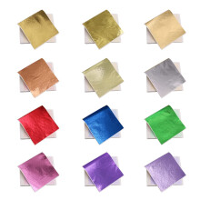 KINNO 12 farver imiteret bladguld ark Multi-farve bladguld papir - 600 stykker til kunst dekoration DIY Crafts M?bler Negle malerier 3,15 x 3,35