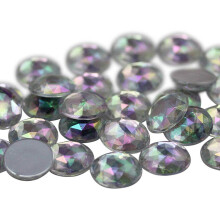 15mm ploch zadn kulat akrylov kamnky Plastov drahokamy pro vrobu perku Kostmov perky Cosplay ozdoby - 40 kusu (Crystal Clear AB A01)