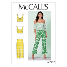 McCall's Patterns McCall's Women's Pants Crop Tank Shoulder Top Sizes 6-14 Sewing Pattern White