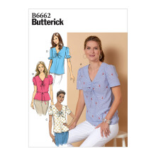 Butterick B6662AX5 Gemakkelijke Dames Pullover V-Hals Blouse Patroon, Maten 4-12, Wit