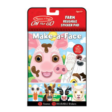 Melissa & Doug Maak-een-Gezicht Herbruikbare Sticker Pad Reis Speelboek - Boerderijdieren (10 Scènes, 76 Stickers)