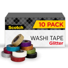 Scotch Glitzer-Washi-Klebeband, 10 Rollen, ideal zum Basteln im Urlaub und zum Verpacken von Schulbedarf, Bastelbedarf und Lehrergeschenken