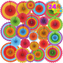 JOYIN 24 Sznes lg papr ventiltor kerek kerktrcsa a Fiesta party kellkekhez Dekorci Luau Esemny fnykpes kellkek Cinco De Mayo Mexiki Fe