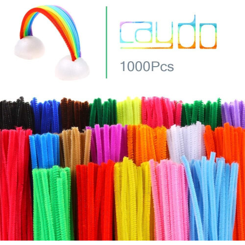 Caydo 1000 Pieces Pipe Cleaners Assorted 20 Colors Chenille Stems Bulk 1