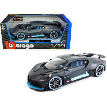 Bugatti Divo Mattgrau mit blauen Akzenten 1/18 Druckguss-Modellauto von Bburago 11045
