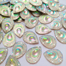 Bottoni scintillanti Goccia AB Colore Da cucire su artigianato Strass Perline con retro piatto Cucito per decorazioni per abiti da sposa in costu