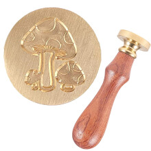 CRASPIRE Pilz-Wachssiegelstempel, Vintage-Pilz-Siegelwachsstempel mit Holzgriff, 25 mm, Retro, abnehmbarer Messingkopf fr Hochzeitseinladungen,