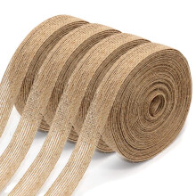 4 Rollen natrlicher Sackleinenstoff mit Sackleinenband fr Weihnachtsbaum, Geschenkverpackung, Hochzeit, Event, Party, Zuhause, Schleifen, Basteln,