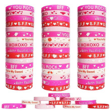 JAYKIDS 60 stk Valentines Day Armb?nd Silikone Hjerte Gummi Armb?nd til Valentines Day Party Dekoration Party Favors Skolegaver Supplies