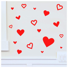 Harten Set van 62 Muurstickers Solide en Holle Hart Valentijnsdag Afneembare Vinyl Stickers