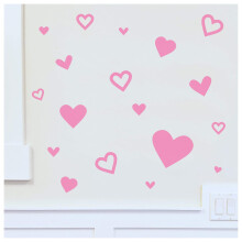 Harten Set van 62 Muurstickers Solide en Holle Valentijns Hart Verwijderbare Vinyl Stickers (Harten Set van 62, Roze)