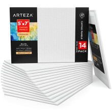 Arteza l?rredstavler til maling Pakke med 14 5 x 7 tommer blanke hvide l?rredspaneler 100 % bomuld 12,3 oz Gesso-primede kunstforsyninger til akr