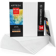ARTEZA l?rreder til maleri Pakke med 14 10 x 10 tommer firkantede blanke kunstl?rredsplader 100 % bomuld 12,3 oz Gesso-grundede kunstforsyninger