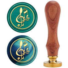 CRASPIRE Wachssiegel-Stempel, Musiknoten, Vintage-Wachssiegelstempel, Notenschlssel, Retro-Holzstempel, abnehmbarer Messingkopf, 25 mm, fr Hoch